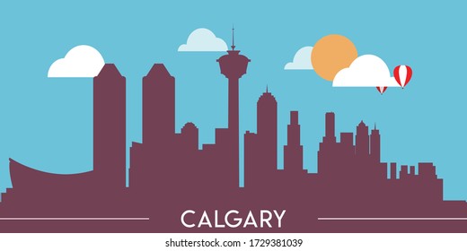 Calgary skyline silhouette flat design vector illustration