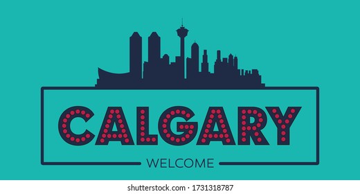 Calgary skyline silhouette flat design typographic vector illustration.