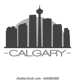 Calgary Skyline Silhouette Skyline Stamp Vector City Design