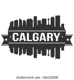 Calgary Skyline Stamp Silhouette City Vector Design 