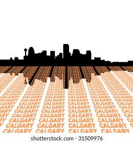 Calgary skyline with text perspective foreground