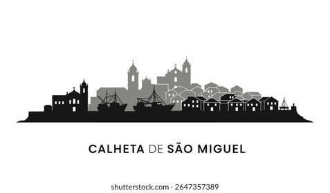 Calheta com Ilustração de Vetor de So Miguel Skyline.