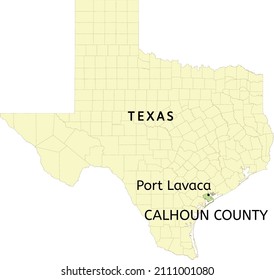 Calhoun County And City Of Port Lavaca Location On Texas State Map