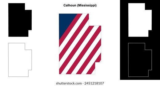 Calhoun County (Mississippi) outline map set