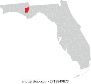 Calhoun County on the Map of Florida State Editable Vector
