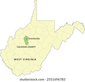 Calhoun County and town of Grantsville location on West Virginia state map