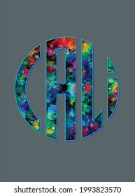 Cali Circle Colorful Tie Dye design vector illustration for use in design and print poster canvas