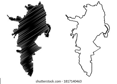 Cali City (Republic of Colombia, Valle del Cauca Department) map vector illustration, scribble sketch City of Santiago de Cali map