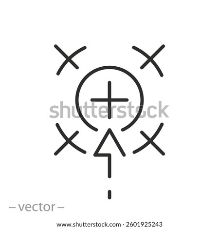 calibrate icon, target, center calibration, linear vector illustration, outline editable stroke