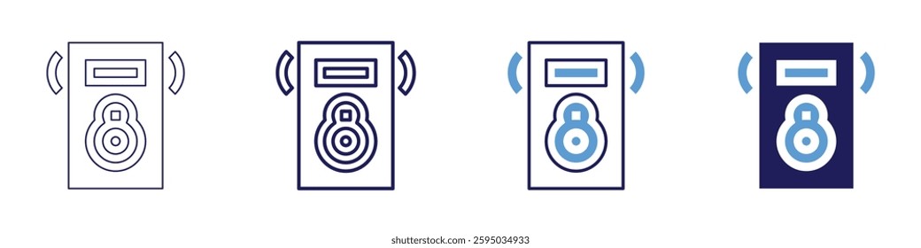 Calibration device icon in 4 different styles. Thin Line, Line, Bold Line, Duotone. Duotone style. Editable stroke.