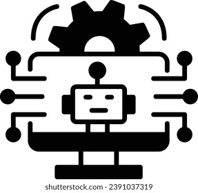 Calibration of Robotic Devices using AI and ML concept, Chip Crafting vector icon design, predictive modeling or adaptive control symbol, artificial intelligence sign neural circuit stock illustration