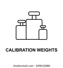 calibration weights icon. Element of measuring instruments icon with name for mobile concept and web apps. Thin line calibration weights icon can be used for web and mobile