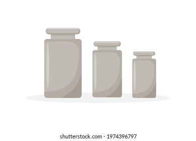 Calibration weights realistic isolated vector illustrations set. Mass measurement equipments in grams and kilograms cliparts collection. Vector illustration