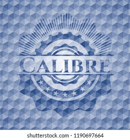 Calibre blue badge with geometric pattern background.