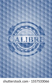 Calibre blue emblem or badge with abstract geometric pattern background. Vector Illustration. Detailed.