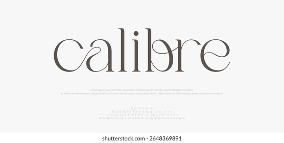 Calibre mínimo luxo fonte alfabeto logotipo. Tipografia beleza moda elegante minimalista serif italic fontes decorativo casamento vintage retro logos. ilustração vetorial

