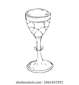 Caliche church communion cup. Graphic arts. Vector. Handmade