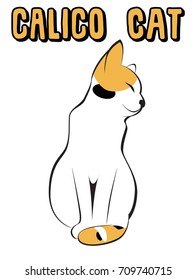 calico cat on white background.
