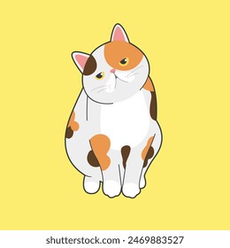 Calico Cat Vector Cute Illustration