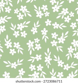 Patrón sin fisuras florales de Calico sobre fondo verde para Fondo de pantalla, impresiones textiles, scrapbooking, papelería, papel de regalo, embalaje, etc. EPS 10