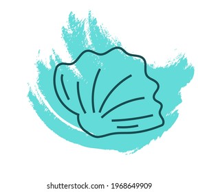 Calico scallop seashell, icon illustration, vector on white background