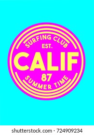 Calif California surfing Club Summer Time vector batch t-shirt design