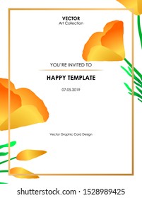 Califonia Poppy Flower Banner Card, Vector illustration design element
