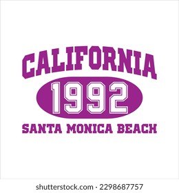 california 1992 texto vectorial, diseño moderno para tipografía, afiche, camiseta, banner, volante, postal para su marca. vector