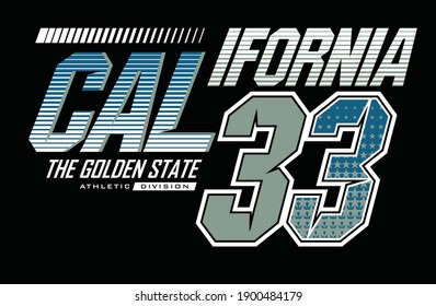 California 33.Vintage and typography design in vector illustration.Clothing,t-shirt,apparel and other uses.Eps10