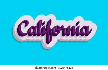 California 3D Text. Vector illustration EPS 10