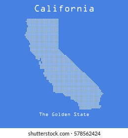 California abstract dots map with name of state. Dotted style. Vector illustration