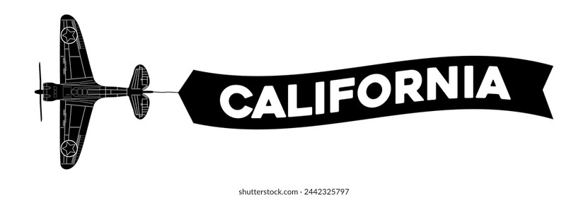 California advertisement banner is attached to the plane