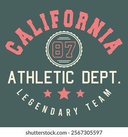 California, Athletic Determent, Legendary Team, USA Varsity Graphic for T-shirt, Hoodie, Sweatshirt.