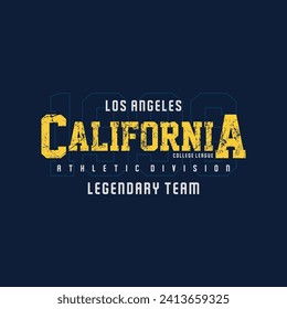 California athletic sports typography, graphic tee shirt, vector illustration.