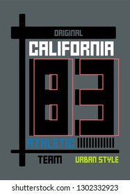 california athletic team,t-shirt design vector illustration