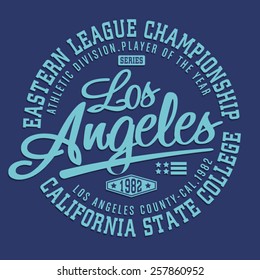 California athletic typography, t-shirt graphics, vectors