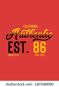 california authentic cool state,t-shirt design fashion vector