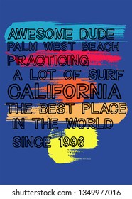 california awesome dude,t-shirt design vector