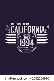 California Awesome Team,t-shirt Design Fashion Vector