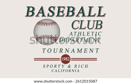 California Baseball Club Athletic Department sporty and Rich typography slogan with college varsity print for graphic tee t-shirt or sweatshirt.