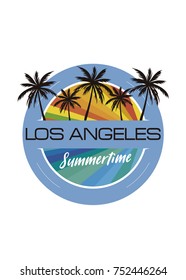california beach circle design summer palm tree colorful