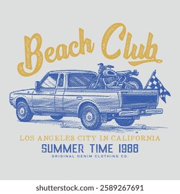 California Beach City classic Vintage car summer time, summer beach vector print design artwork, Beach Paradise Print T-shirt Graphics Design, typography slogan on palm trees background Vector Formats