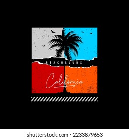 California beach clubs typography, t-shirt graphics, vectors.