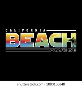Tipografía de diseño de California BEACH, ilustración de texto de diseño de vectores de fondo, signo, gráficos de camisetas, impresión.
