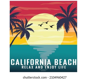 California beach graphic print design for t shirt print, poster, sticker, background and other uses.