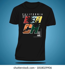 california beach graphic t shirt typography vector illustration urban denim vintage