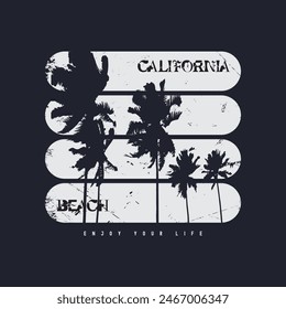 California beach graphic t-shirt and apparel design