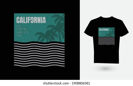 The california beach graphic vector illustration is perfect for designs of T-shirts, hoodies, etc.