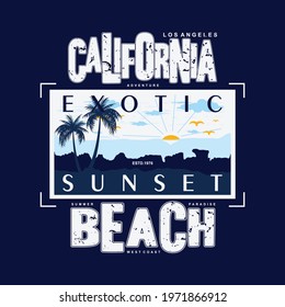 california beach graphics design typography, t shirt vectors, summer adventure, exotic sunset