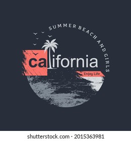 california beach, illustration typography. design for t shirt,poster,etc. 
